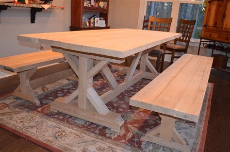 fancy smancy farmhouse table  matching benches