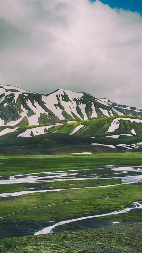 Download Wallpaper 1350x2400 Landmannalaugar Iceland Mountains Grass