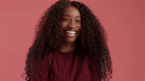 Beauty Black Mixed Race African American Woman With Long Curly Hair And