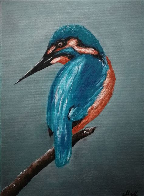 Kingfisher Original Acrylic Bird Painting Smal Artfinder