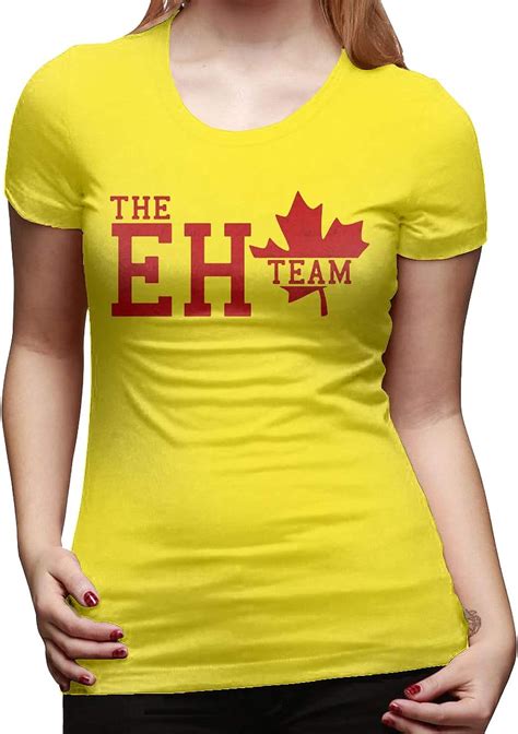 Canada On The Eh Team T Shirts For Women Yellow Clothing Shoes And Jewelry