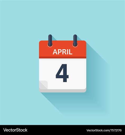 April 4 Flat Daily Calendar Icon Date And Vector Image