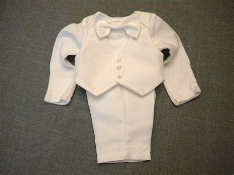 Baby Boy Christening Baptism Outfit Suit White Satin Blessing Etsy