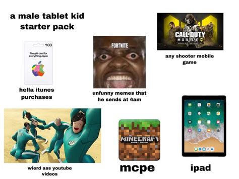 A Male Tablet Kid Starter Pack Rstarterpacks Starter Packs Know