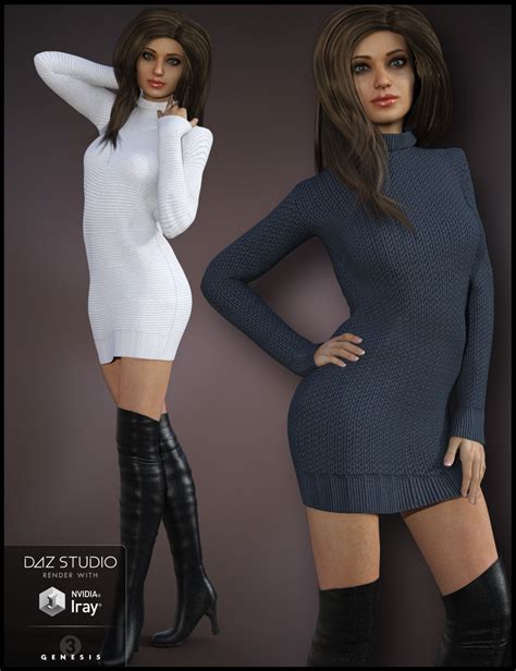 cozy sweater dress outfit for genesis 3 female s daz 3d