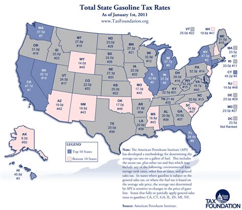 State Tax Map Gas Taxes