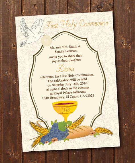 Printable First Communion Invitationfirst Holy Etsy
