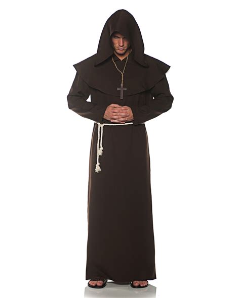 Clergy Pastor Monk Costume Medieval Friar Churchman Priest Hooded Shawl Cloak Jesus Cross Outfit