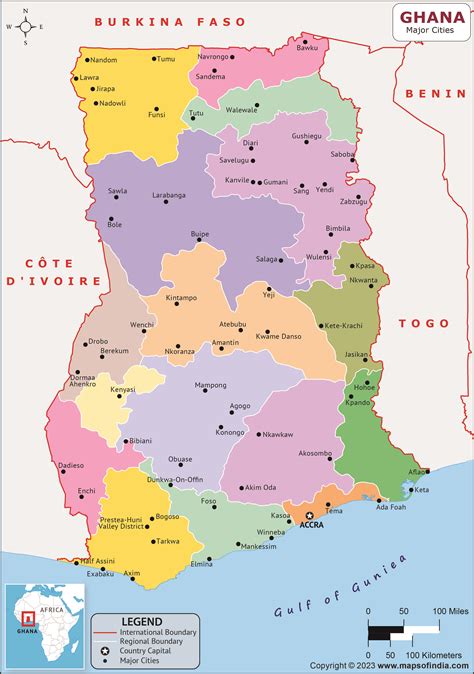 Ghana Major Cities Map List Of Major Cities In Different States Of Ghana