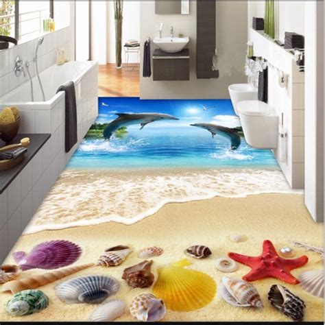 Two Lovely Dolphins Playing Seashell Pattern Home Decorative Waterproof
