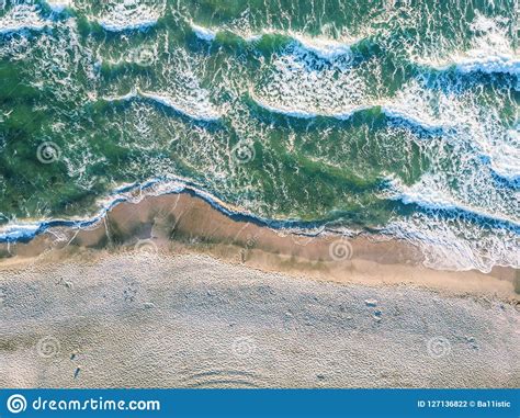 Aerial View Of Ocean Waves Crashing On Beach Stock Photo Image Of