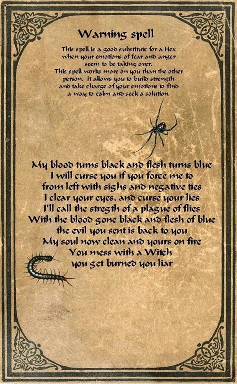 Warning Spell Wiccan Spell Book Spells Witchcraft Book Of Shadows