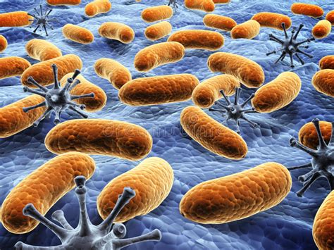 Different Pathogen Bacteria On The Surface Stock Illustration