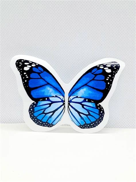 Vinyl Sticker Butterfly Wings Blue Freckledfoxco Etsy