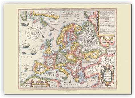 Extra Small Vintage Gerard Mercator Europe Map 1606 Canvas