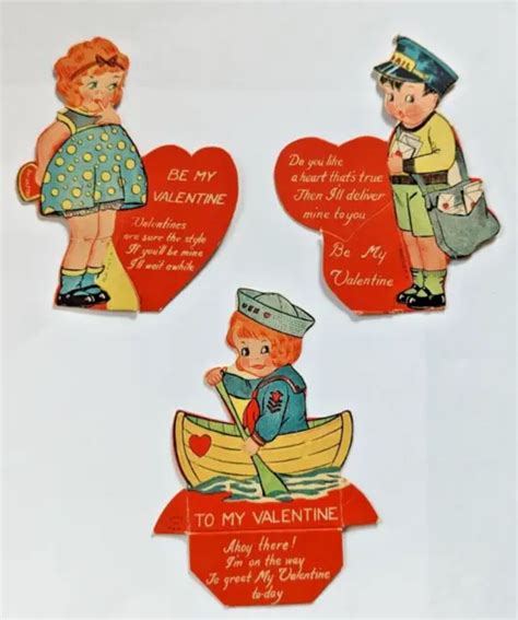 Vintage Valentines Day Card 3 Unused Stand Up Cards 400 Picclick