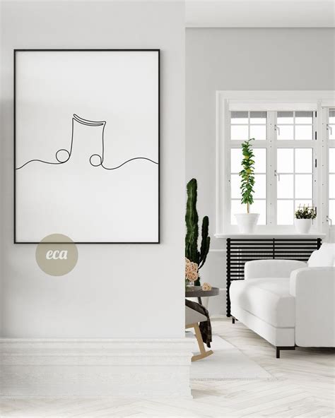 Line Drawing Music Notes Music Notes Line Art Printable Wall Etsy