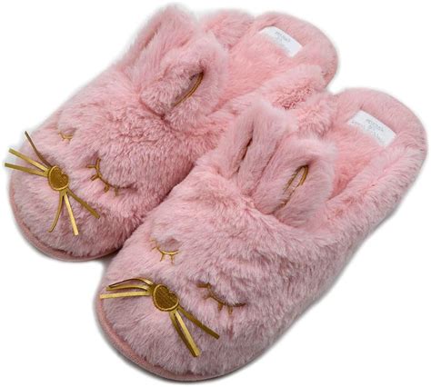 Cute Bunny Fuzzy Slippers Warm Animal Memory Foam Rabbit