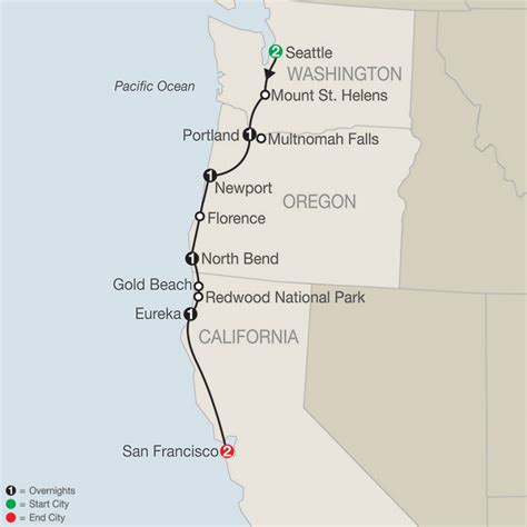 Washington Oregon California Coast Map Printable Maps