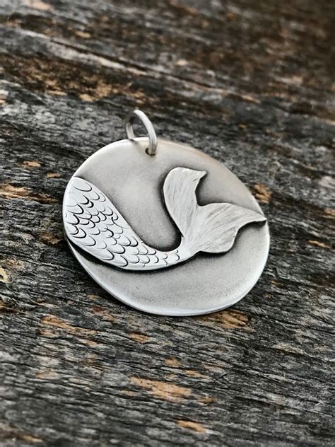 Round Sterling Silver Mermaid Tail Pendant