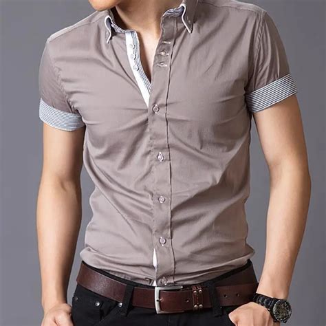 M 3xlsummer Style Solid Color Shirt Mens Casual Clothes Men Slim Fit