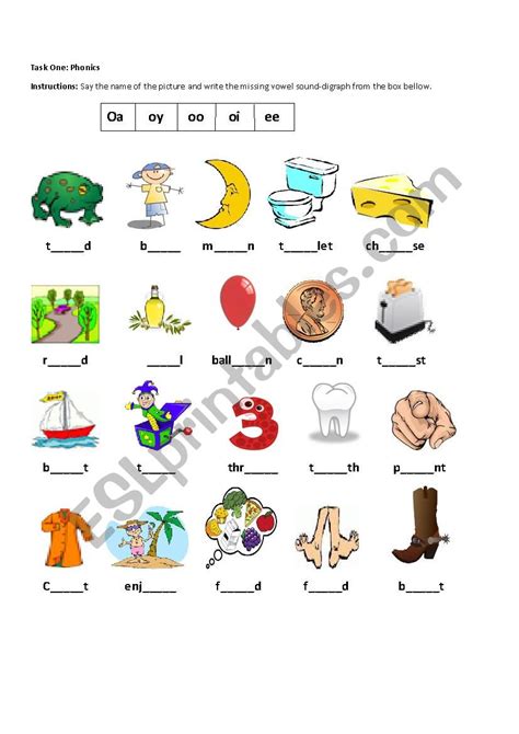 A large range of blends and digraphs worksheets designed to develop your child's ability to blend letter blends and digraphs. Vowel Digraphs oa,ee,oi,oy,oo - ESL worksheet by poli02