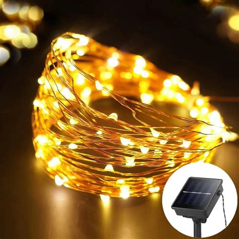 buy 10m 20m solar power night fairy lights copper wire led string garden lights