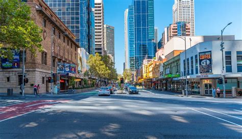 A Daytime View Along Exhibition Street In The Theater District Of