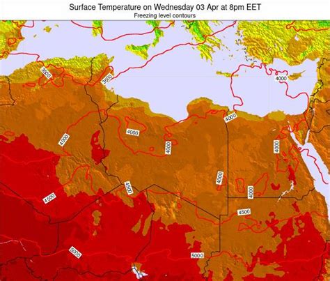 Libya Surface Temperature On Sunday 13 Jun At 8pm Eet