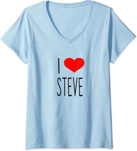 Womens I Love Steve Steven V Neck T Shirt Uk Fashion