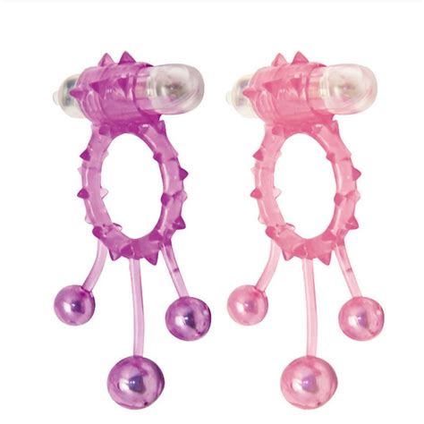 Cock Ring Vibrator With 3 Balls Penis Rings Delay Ring Jelly Vibrating