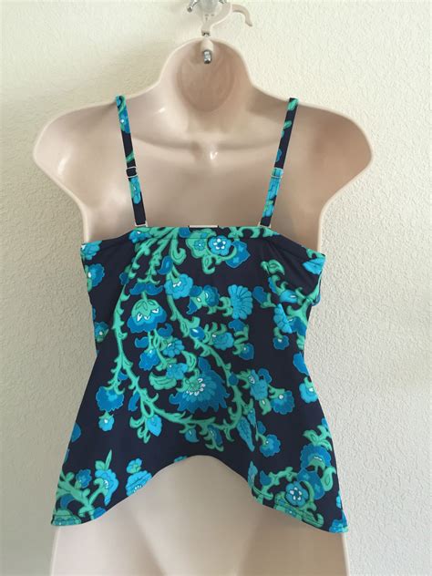 Lands End Sz 4 Beach Living Adjustable Top Navy Turquoise