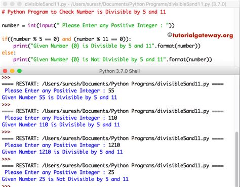 If there's a problem with your application. Python Program to Check Number is Divisible by 5 and 11