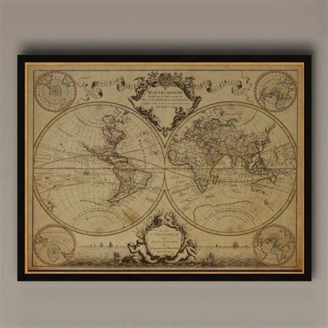 1720 Old World Mapworld Map Wall Art Historic Map Antique Etsy Map
