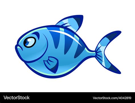 Cartoon Blue Fish Royalty Free Vector Image Vectorstock