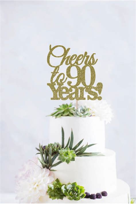 Cheers To 90 Years Cake Topper 90th Birthday Cake Topper Etsy