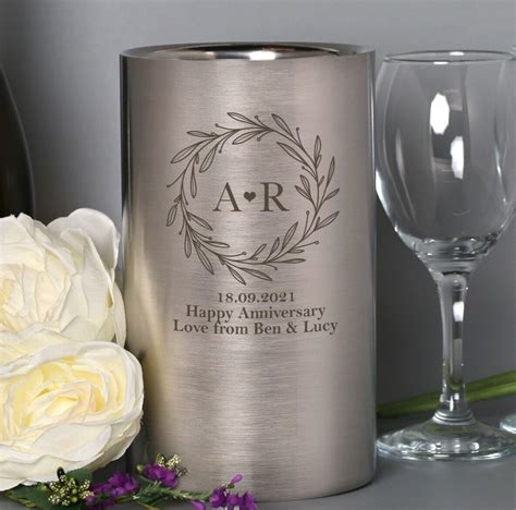 Personalised Monogram Stainless Steel Wine Cooler Wedding T Idea Anniversary Ebay
