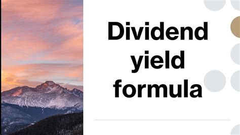 Dividend Yield Youtube