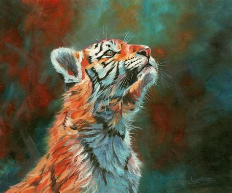 Tiger Cub Vibrant Painting By David Stribbling Fine Art America