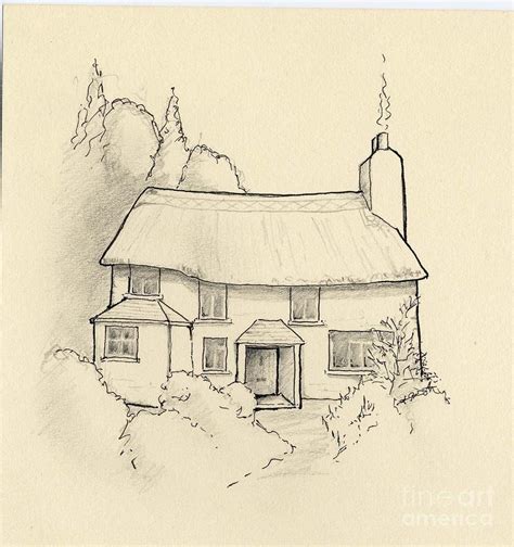 Cottage Drawing By Gill Kaye