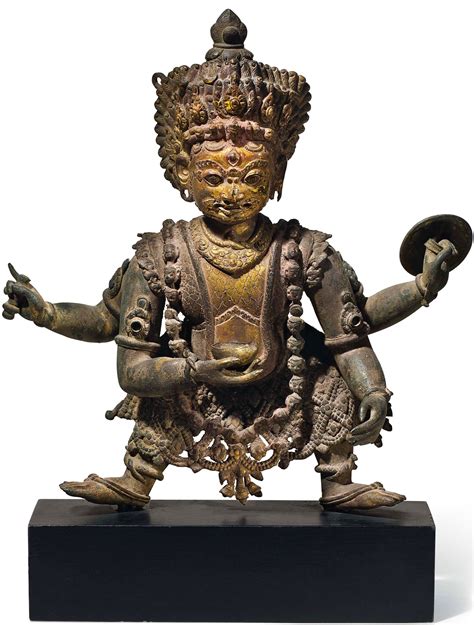 Global Nepali Museum A Gilt Copper Repousse Figure Of Bhairava