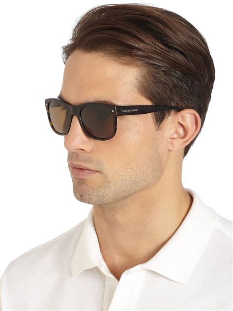 Giorgio Armani Square Acetate Sunglasses In Brown For Men Lyst