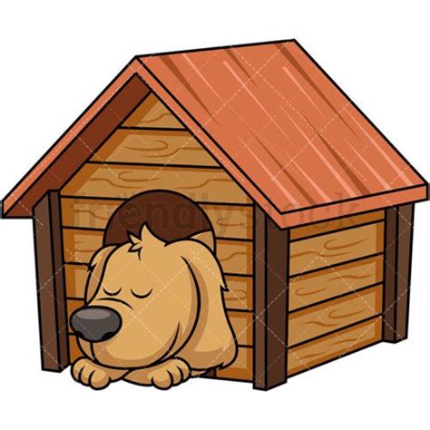 Doggy Sleeping Inside Dog House Cartoon Vector Clipart Friendlystock