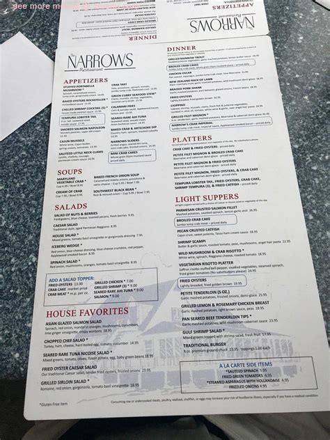Online Menu Of The Narrows Restaurant Restaurant Grasonville Maryland