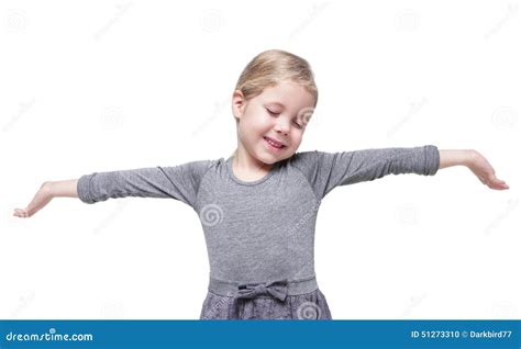 Beautiful Little Girl Stretching Her Arms To Wake Up Isolated Stock
