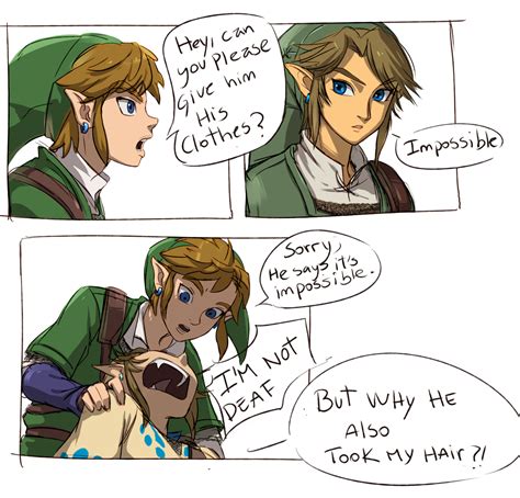 The Legend Of Zelda Comic Strip With Two People Talking To Each Other And One Person Holding