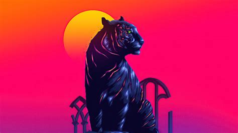 cool neon tiger background
