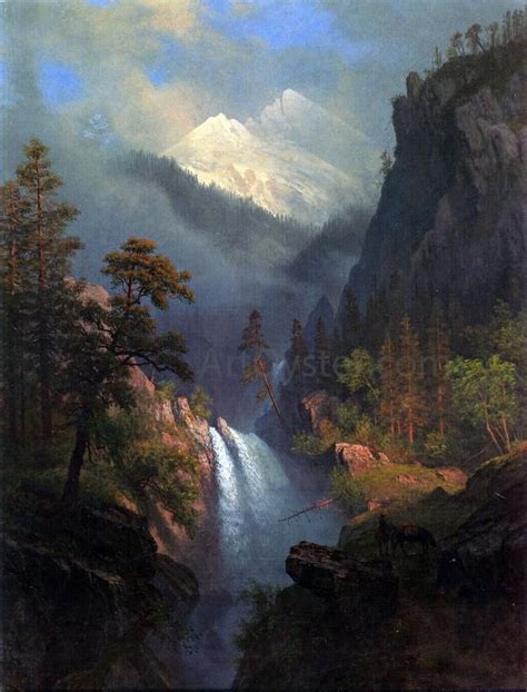 Cascading Falls At Sunset By Albert Bierstadt Hand Painted Oil