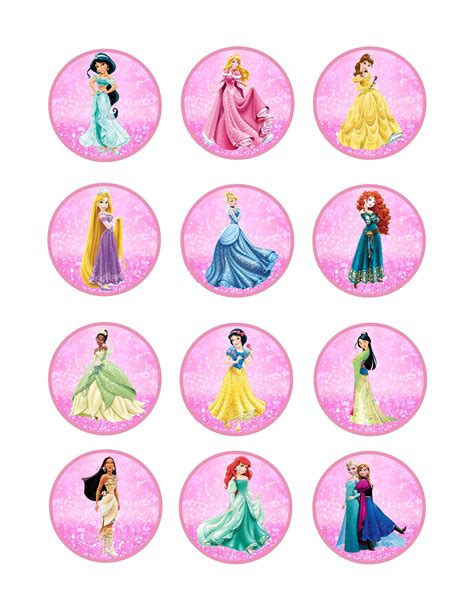 Disney Princess Cupcake Toppers Princesses Cupcake Toppers Etsy