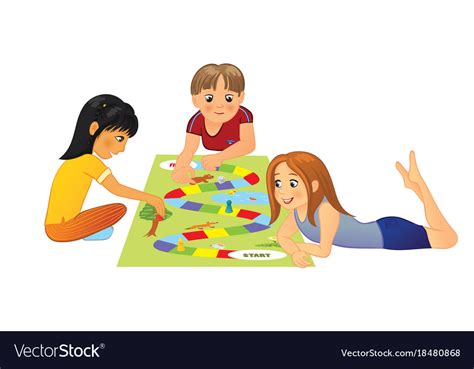 Kids Playing Board Game Cartoon